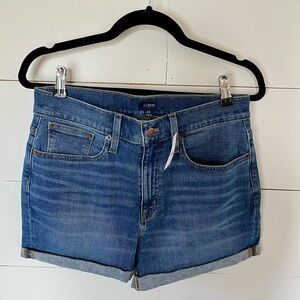 J. Crew High Rise Rolled Cuff Denim Shorts Size 28 NWT‎ Medium Wash Jean Shorts